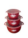 Ver imagem 1 de Kit 03 Vasilhas Bacias Livre de Bpa com Tampa Vermelho