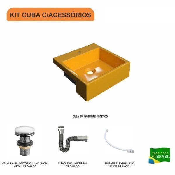 Kit Cuba XQ355 com Válvula Click 1 1/2" com Sifão Cromado e Flexível Compace - 3