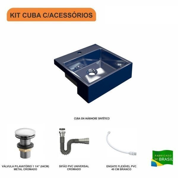 Kit Cuba XQ355 com Válvula Click 1 1/2" com Sifão Cromado e Flexível Compace - 3