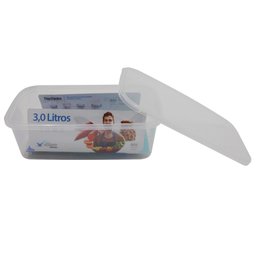 Pote Rischioto Volare 3l Grande Transparente Comida Alimentos Vasilha Retangular Plástico Organizaçã - 1