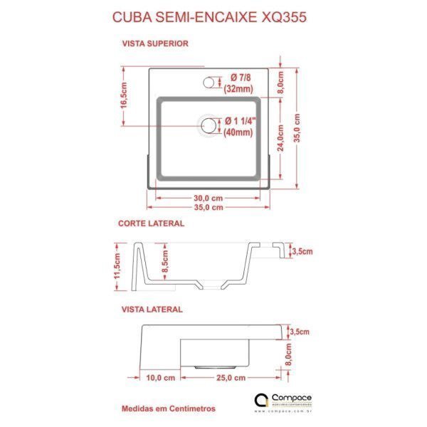 Kit Cuba XQ355 com Válvula Click 1 1/2" com Sifão Cromado e Flexível Compace - 7