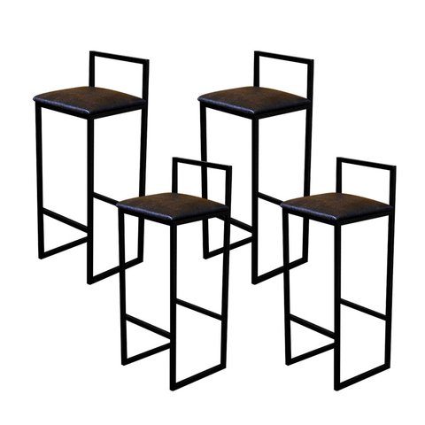 Banqueta Bistro Industrial Conforto Premium 4Un:Marrom