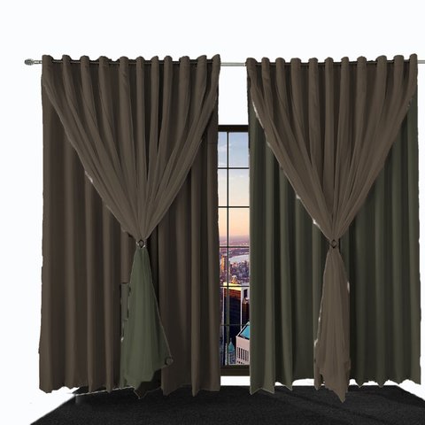 Cortina para Sala e Quarto Blecaute Bia 7,90 X 2,30 Marrom