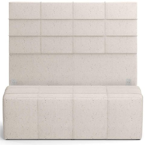 Kit Cabeceira Cama Box Casal 140cm com Calçadeira Roma W01 Linho Cru - Lyam