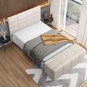 Ver imagem 3 de Kit Cabeceira Cama Box Casal 140cm com Calçadeira Roma W01 Linho Cru - Lyam