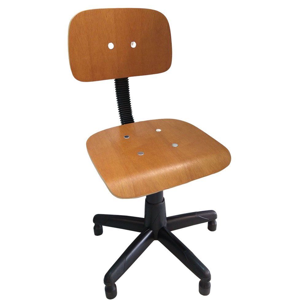 Cadeira Costureira Giratória De Madeira Com Sapata Para Costura Confecção Regulagem Altura - 1