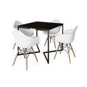 Ver imagem 6 de Mesa Jantar Industrial Quadrada Preta 90cm Base V Ferro Preto com 4 Poltronas Brancas M Marrom