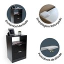 Ver imagem 4 de Mesa de Cabeceira Preta 2 Gavetas e 1 Nicho Mesinha para Quarto Lateral da Cama Estilo Cômoda com Pu