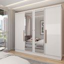 Ver imagem 1 de Guarda-roupa Casal Adam Plus 4 Portas 2 Gavetas com Espelho Branco - Panorama Móveis