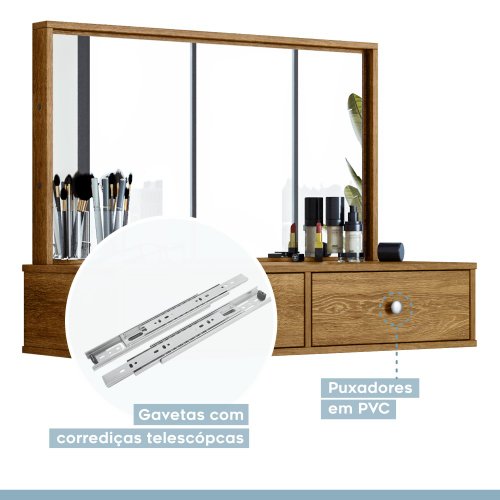 Penteadeira Carrinho de Maquiagem Salão de Beleza 4 Gavetas com Vidro e  Rodízios Branco - Panorama Móveis