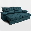 Ver imagem 4 de Sofá Retrátil e Reclinável 2,80m com Molas e Espuma D33 Thunder Velusoft Petróleo Cama Inbox