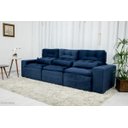 Ver imagem 2 de Sofá Retrátil e Reclinável com 2,50m de Largura em Tecido Suede:azul
