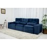 Sofá Retrátil e Reclinável com 2,50m de Largura em Tecido Suede:azul - 2
