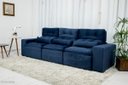 Ver imagem 2 de Sofá Retrátil e Reclinável com 2,50m de Largura em Tecido Suede:azul