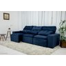 Sofá Retrátil e Reclinável com 2,50m de Largura em Tecido Suede:azul - 4
