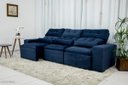 Ver imagem 4 de Sofá Retrátil e Reclinável com 2,50m de Largura em Tecido Suede:azul