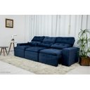 Ver imagem 1 de Sofá Retrátil e Reclinável com 2,50m de Largura em Tecido Suede:azul