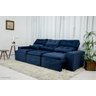Sofá Retrátil e Reclinável com 2,50m de Largura em Tecido Suede:azul - 1