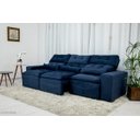 Ver imagem 3 de Sofá Retrátil e Reclinável com 2,50m de Largura em Tecido Suede:azul