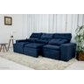 Sofá Retrátil e Reclinável com 2,50m de Largura em Tecido Suede:azul - 3