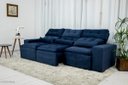 Ver imagem 3 de Sofá Retrátil e Reclinável com 2,50m de Largura em Tecido Suede:azul