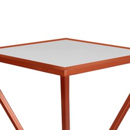 Mesa de Canto Lateral Alta Quadrada para Sala Austria - Cobre Branca - 5