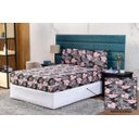 Ver imagem 2 de Capa de Colchão Viuva Solteirão 28cm + Fronha com Zíper Malha Estampada:23 Flor Rosa e Cinza