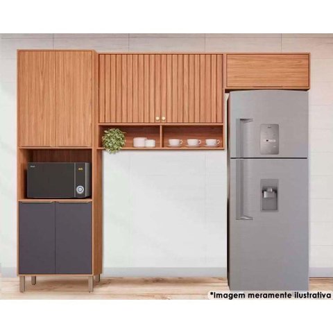 Cozinha Modulada Mgm Divina 3 Peças (2aéreos+1paneleiro) Cz045 Freijo/titanium-mgm