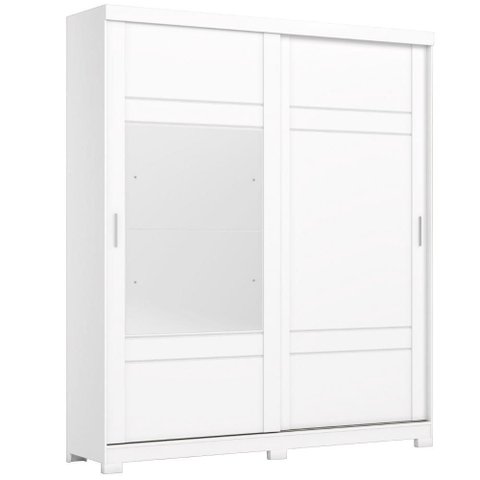 Guarda Roupa Solteiro 2 Portas com Espelho 200 Cm Verg Branco Henn