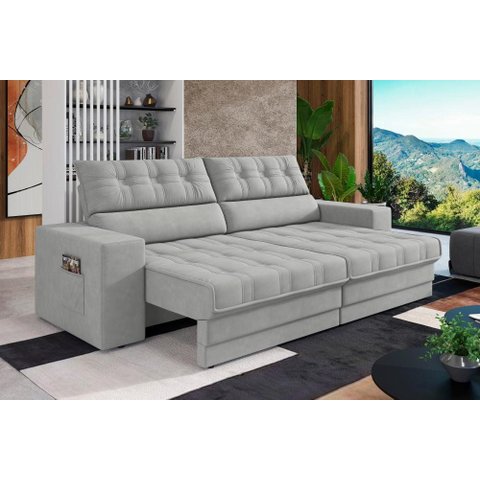 Sofá Oscar Plus 2,30m Retrátil e Reclinável Suede Areia - Xflex