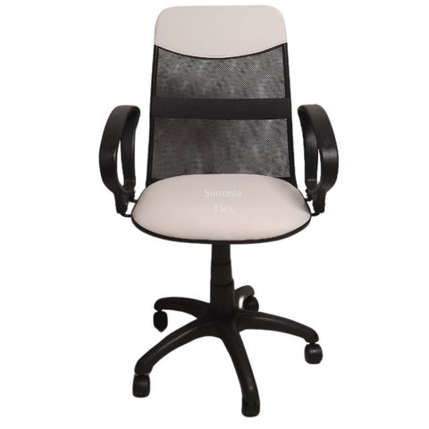 Cadeira Diretor Tela Giratória com Faixa - Mecanismo Relax - Braço Fixo Corano Branco