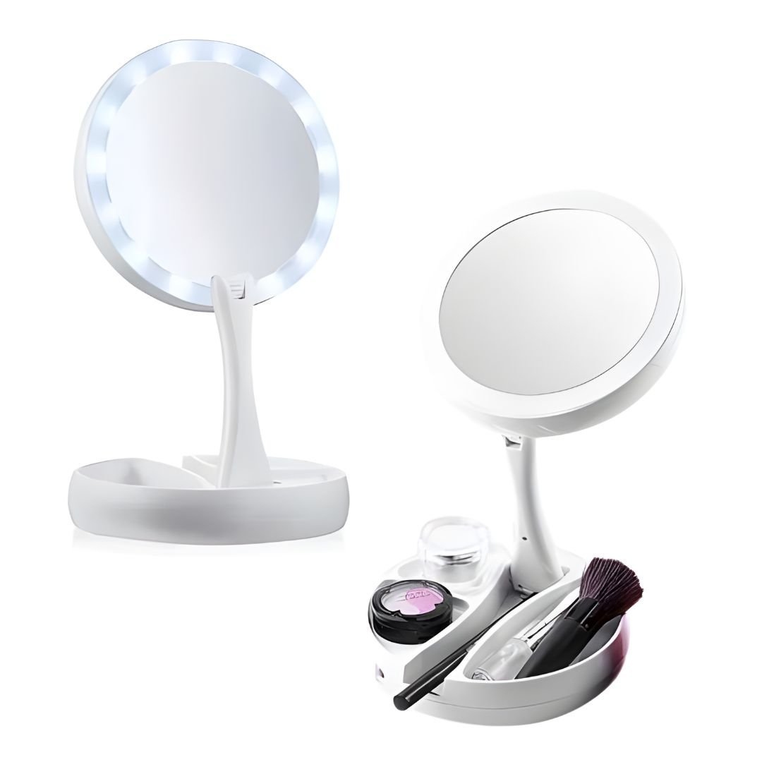 Espelho Led de Mesa com Aumento 10x Dobrável para Maquiagem - 2