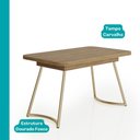 Ver imagem 5 de Conjunto Sala de Jantar Cosmos 4 Lugares Tampo MDP Estrutura Aço Dourado 130cm Móveis Carraro