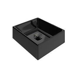 Kit Cuba Pia de Sobrepor Tulipa com Valvula Click Black Preto - 1