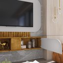 Ver imagem 3 de Painel Suspenso Jurere Sala Tv até 55 Polegadas 1 Porta Naturale/off White