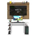 Ver imagem 4 de Mesa para Computador Gamer Madesa 9409 e Painel para TV até 65 Polegadas Branco/Rustic Cor:Branco/Ru