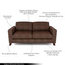 Ver imagem 3 de Sofá Sala de Estar Living 3 Lugares 280cm Presley Pés Madeira Couro Marrom Manchado G52 - Gran Belo