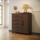 Ver imagem 7 de Conjunto Quarto Ouro: Guarda-Roupa 5 Portas, Cama Queen, Cômoda Sapateira e 2 Mesas Cabeceiras Café