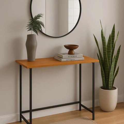 Mesa Dobravel Star Multiuso Escrivaninha Aparador Nature Preto Montada Starrose