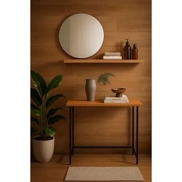 Mesa Dobravel Star Multiuso Escrivaninha Aparador Nature Preto Montada Starrose - 2
