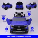 Ver imagem 4 de Carro Elétrico Infantil Ford Ranger Azul 12v com Controle Remoto Luz de Led e Volante com Sons de Co