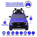 Ver imagem 2 de Carro Elétrico Infantil Ford Ranger Azul 12v com Controle Remoto Luz de Led e Volante com Sons de Co
