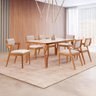 Conjunto de Sala 6 Cadeiras Gavea com Mesa Luz 2,00m - Madeira Maciça Encosto Revestido - Távoli - 1