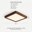 Ver imagem 2 de Plafon Sobrepor Luminária Madeira Imbuia 32 x 32 com LED de 24W Acrillux 90024