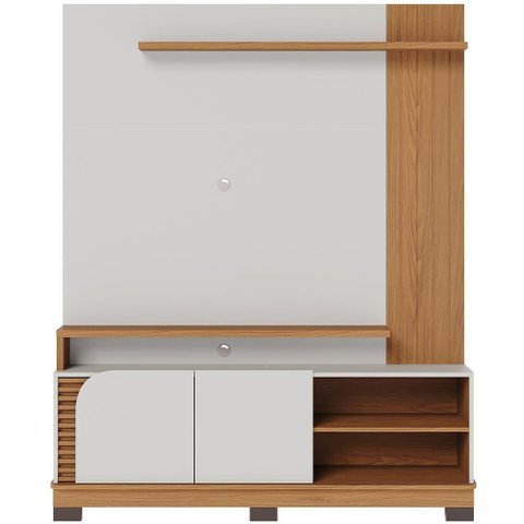 Estante Painel para Tv 65 Pol 152cm Mayer C04 Off White Matte Freijó - Lyam Decor