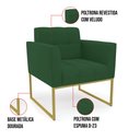 Ver imagem 6 de Kit 1 Sofá Namoradeira e 1 Poltrona Elisa Veludo Base Metálica Industrial Dourado - D'Rossi Verde