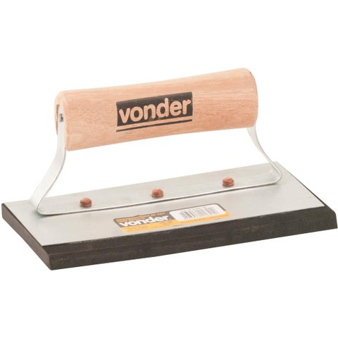 Desempenadeira Aço Lisa 9,5x18cm Cabo Madeira Fechado Com Bo