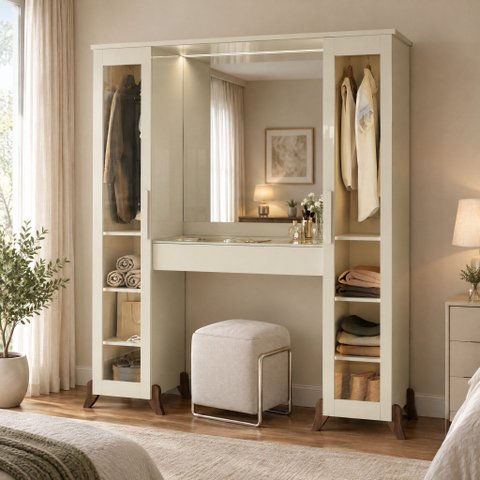 Penteadeira Camarim Star Reflecta com Espelho e LED - Off White