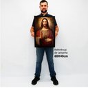 Ver imagem 2 de Quadro Decorativo Jesus Cristo em Moldura Caixa Tacolado Moldura Caixa 3cm Madeira com Vidro 40 X 60
