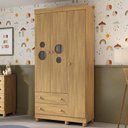 Ver imagem 1 de Guarda-roupa Infantil 92cm com Vidro 3 Portas e 2 Gavetas Bombom Multimóveis Mp4462 Madeirado